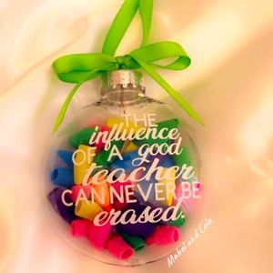 Set of 3 Teacher Gift Large Christmas Ornament w/ Erasers